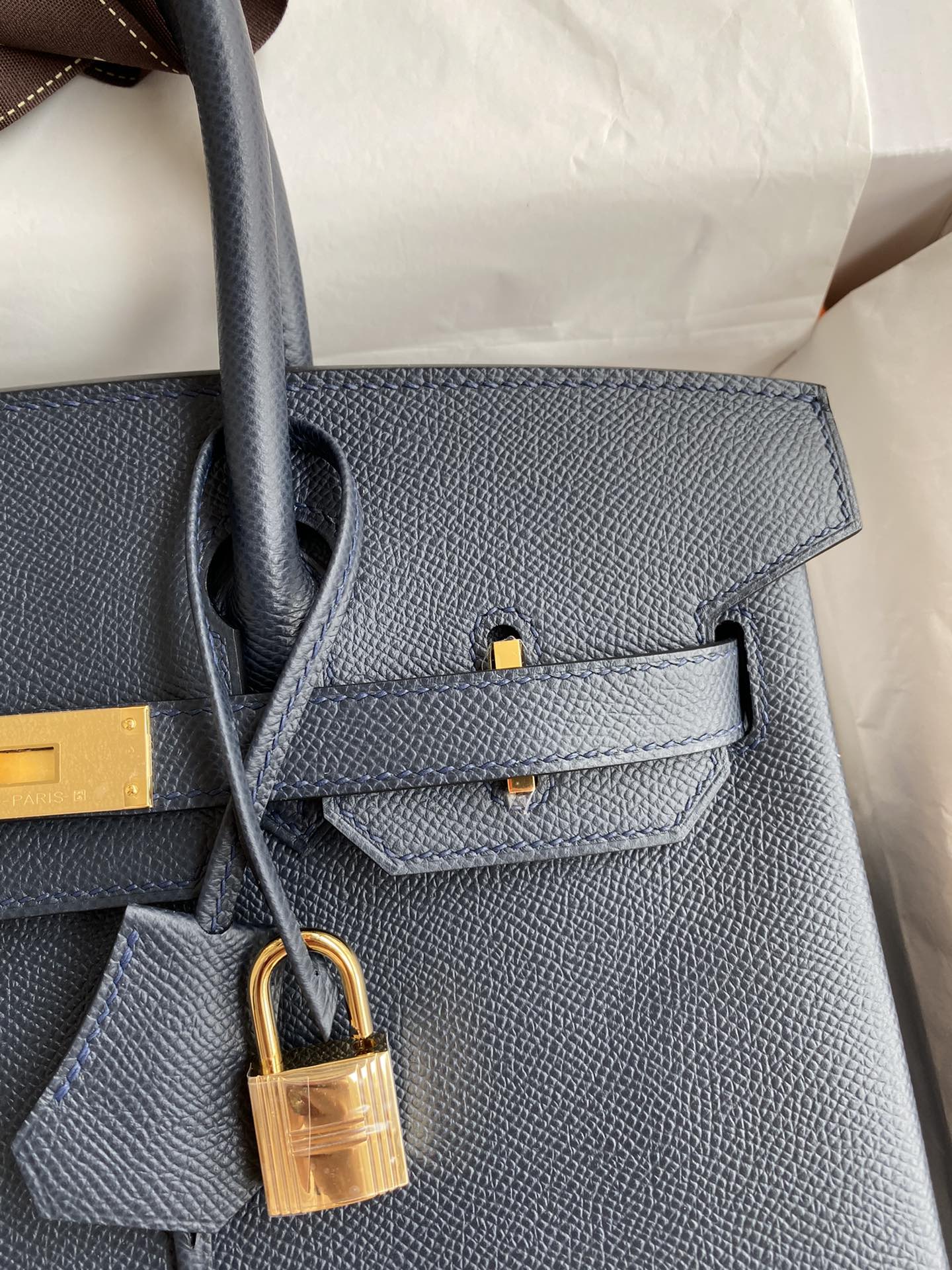 Hermes Birkin 35CM Epsom Leather Handbag Dark Blue